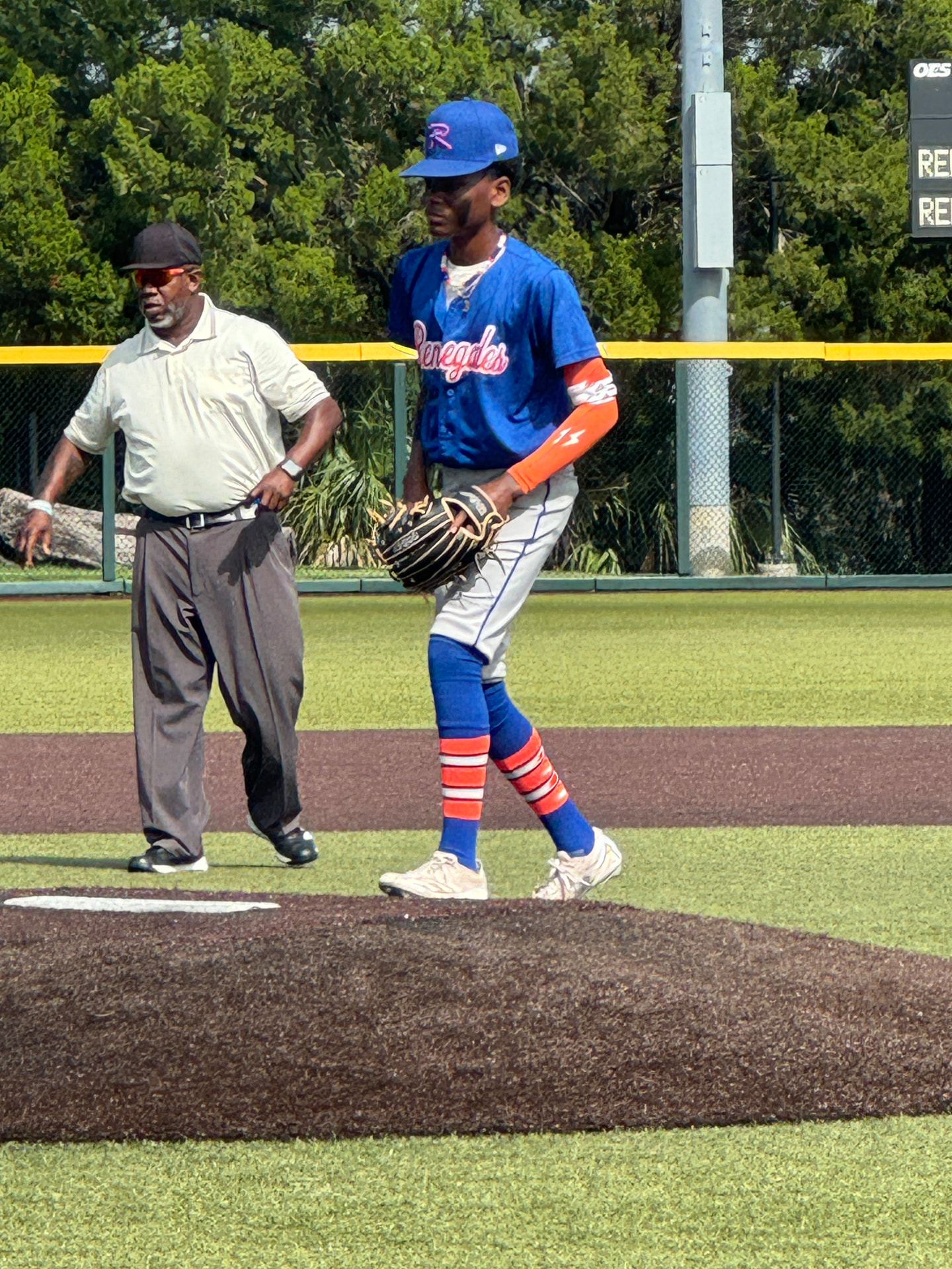 Duane on the mound during a Renegades game